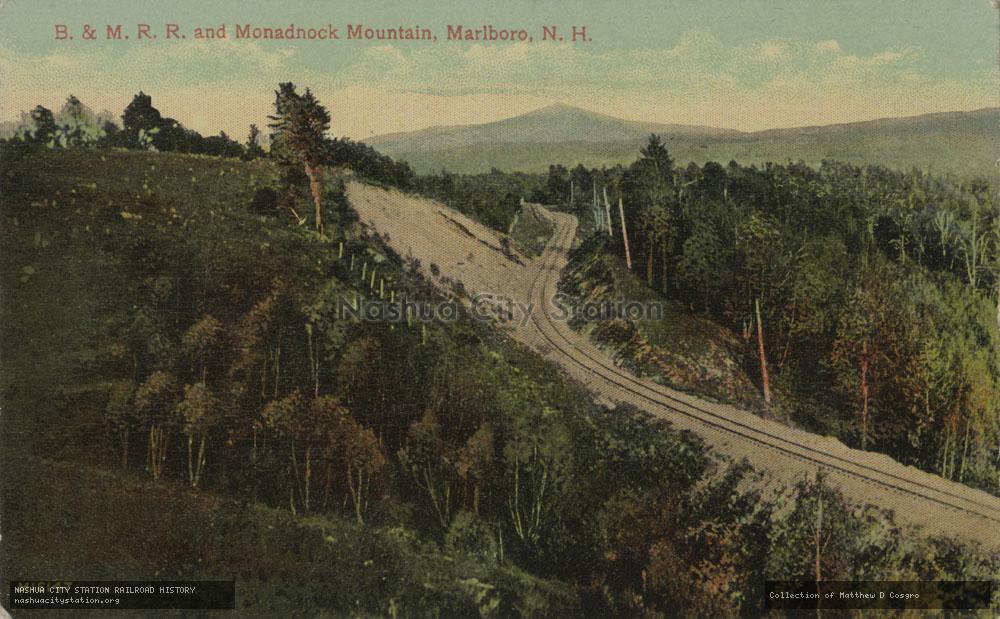 Postcard: Boston & Maine Railroad and Monadnock Mountain, Marlboro, New Hampshire